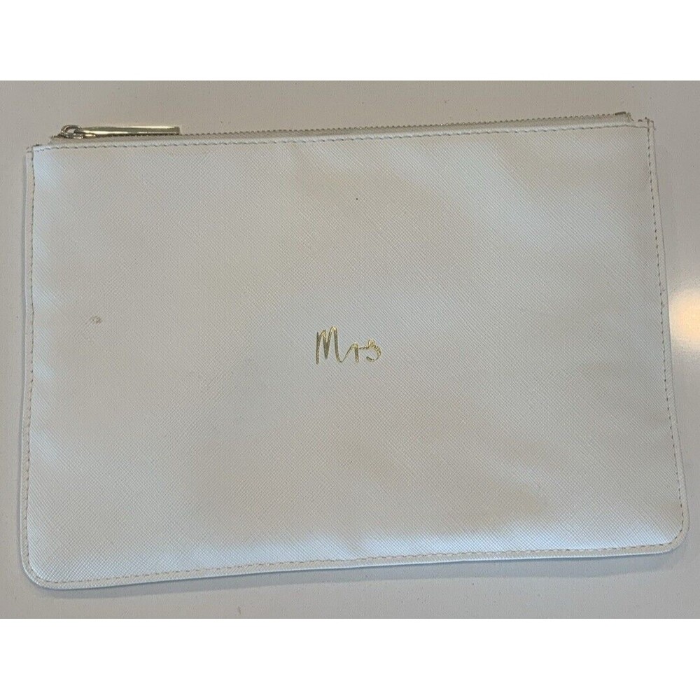 KATIE LOXTON BRIDAL PERFECT POUCH 'Mrs.' White And Gold Cosmetics Bag Wedding